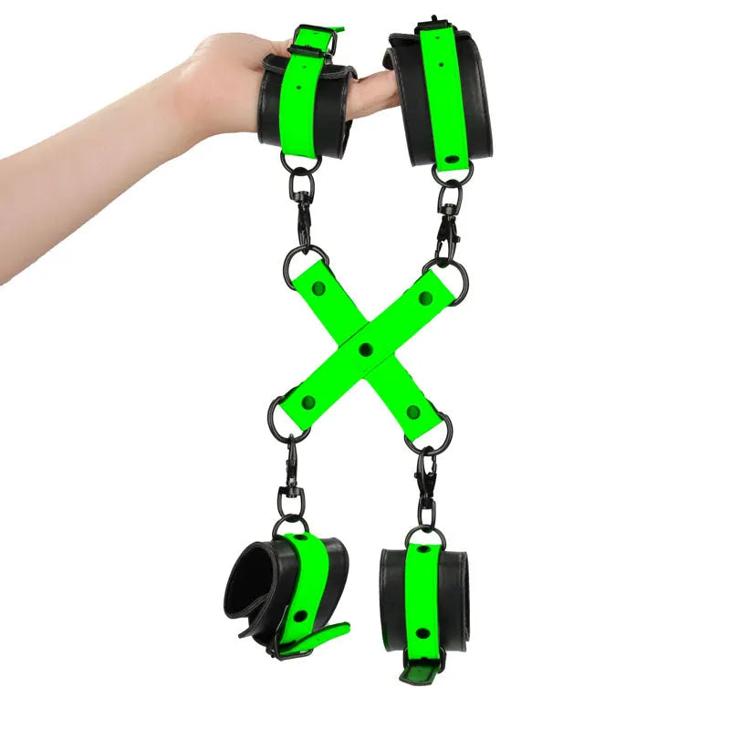 OUCH! Glow in the Dark Hand & Ankle Cuffs with Hogtie - Take A Peek