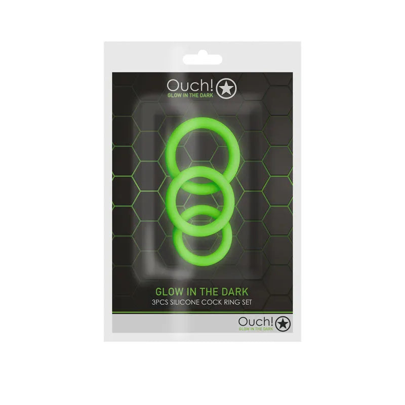 OUCH! Glow In The Dark Cock Ring Set - Take A Peek