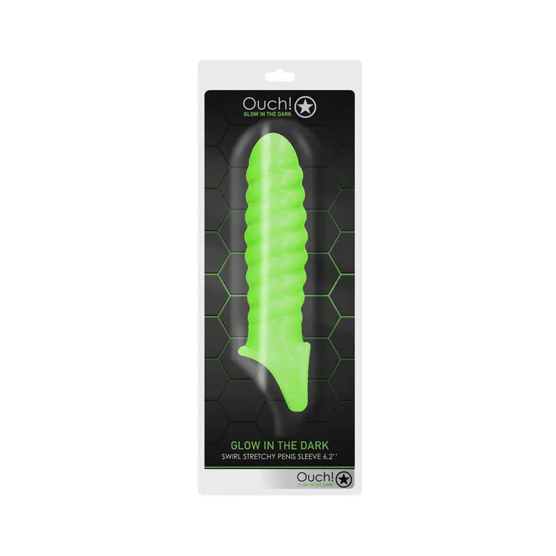 OUCH! Glow In The Dark Swirl Stretchy Penis Sleeve - Take A Peek