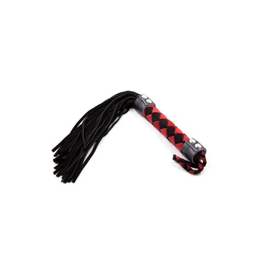 15" LEATHER FLOGGER BLACK W/ RED - Take A Peek