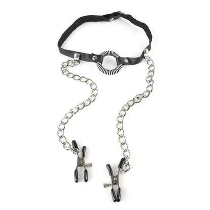 Fetish Fantasy Series O-ring Gag with Nipple Clamps - Body Restraints