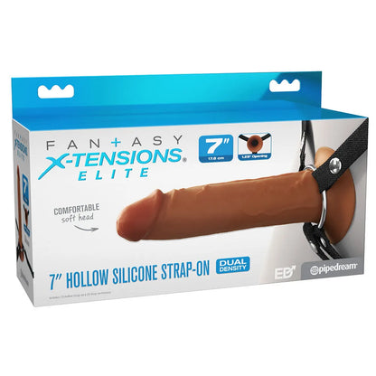 FX Elite 7'' Strap-On hueco de silicona - Marrón - Marrón 17,8 cm Strap-On hueco