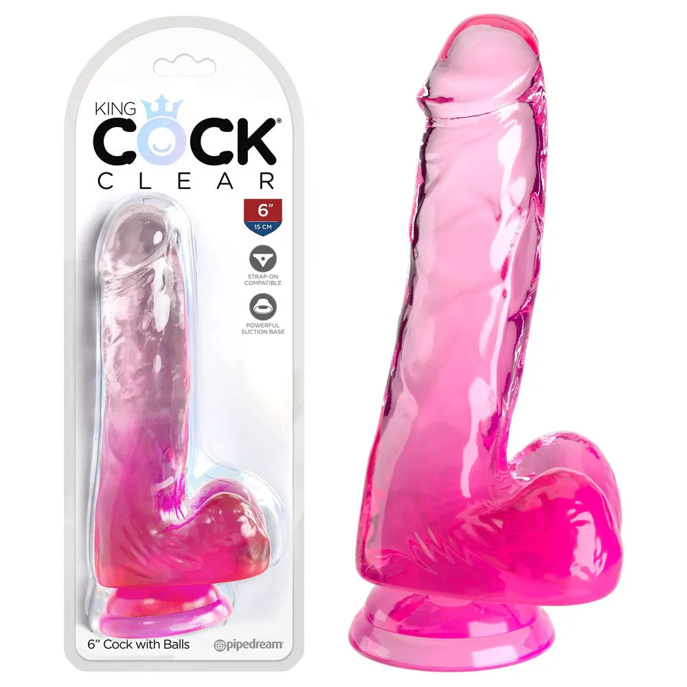 King Cock Clear 6'' Cock with Balls - - Take A Peek