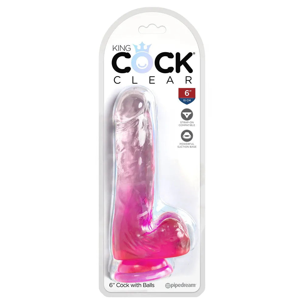 King Cock Clear 6'' Cock with Balls - - Take A Peek