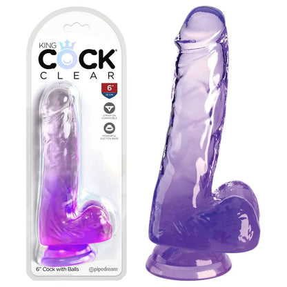 King Cock Clear 6'' Cock with Balls - - Take A Peek