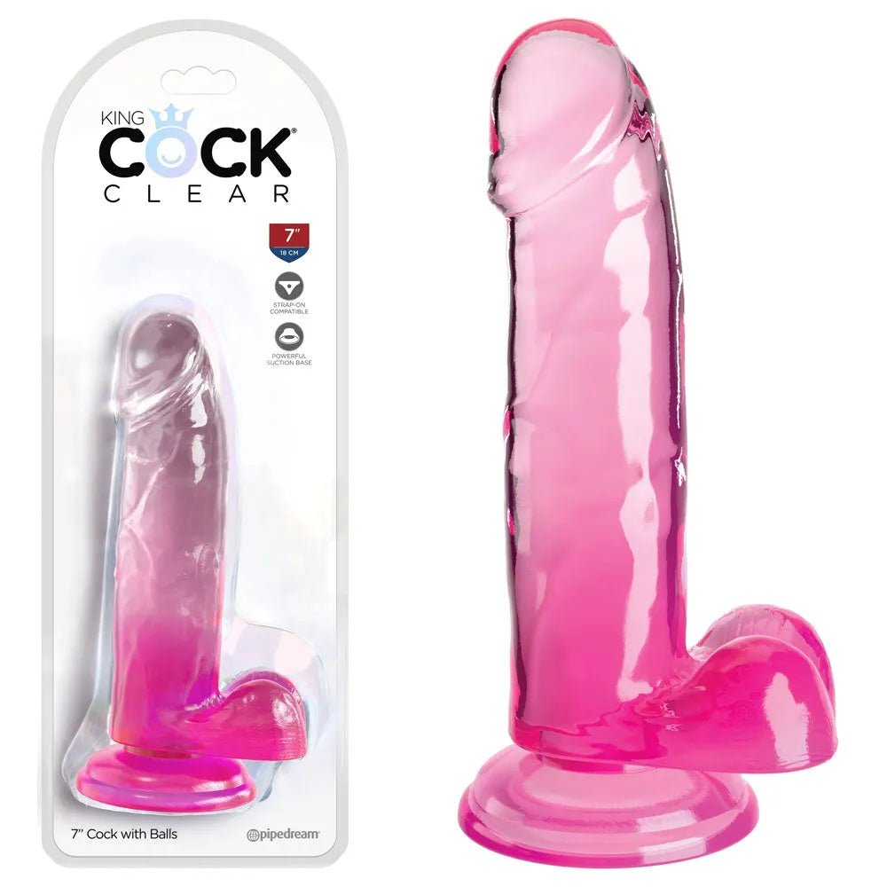 King Cock Clear 7'' Cock with Balls - - Take A Peek