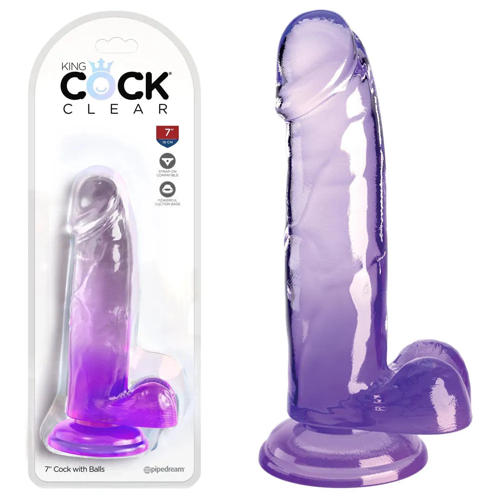 King Cock Clear 7'' Cock with Balls - - Take A Peek