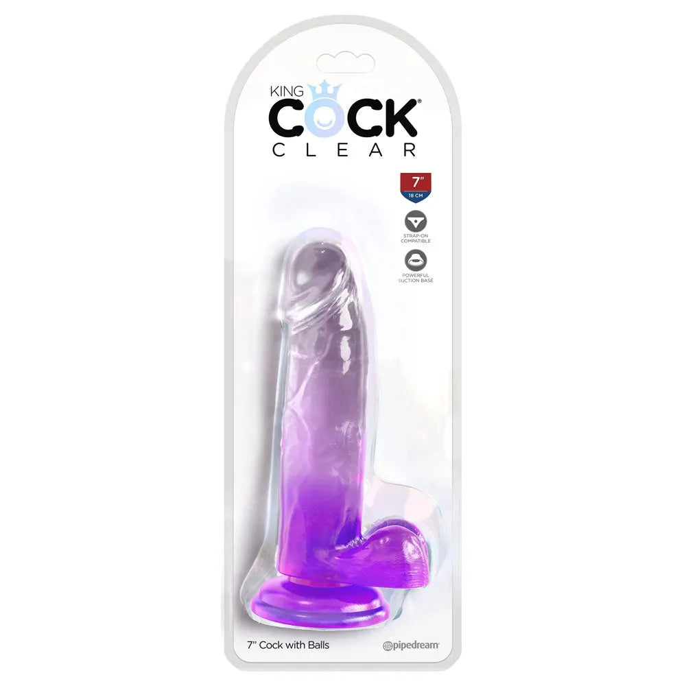 King Cock Clear 7'' Cock with Balls - - Take A Peek