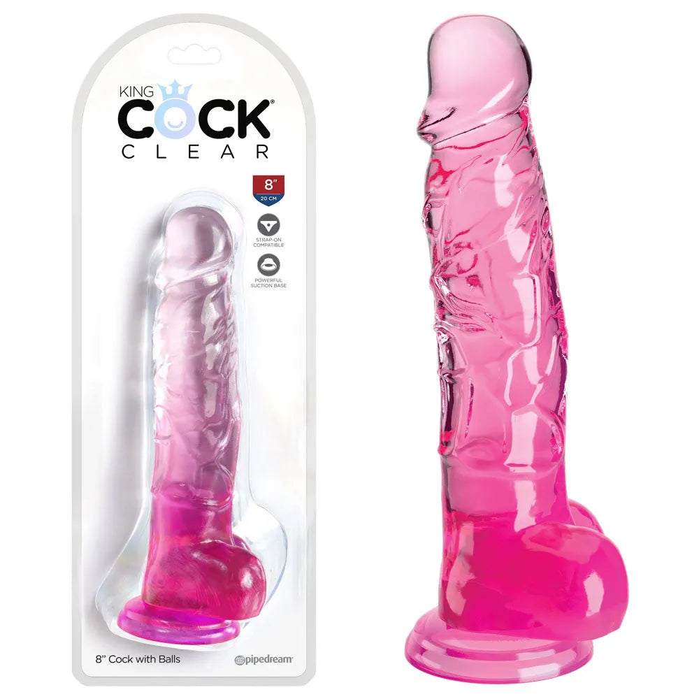 King Cock Clear 8'' Cock with Balls - - Take A Peek