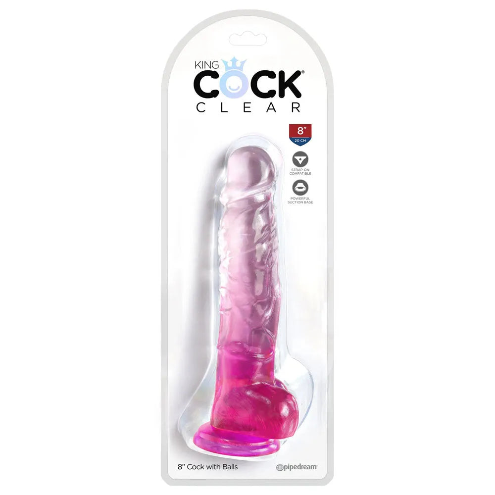 King Cock Clear 8'' Cock with Balls - - Take A Peek