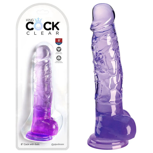 King Cock Clear 8'' Cock with Balls - - Take A Peek