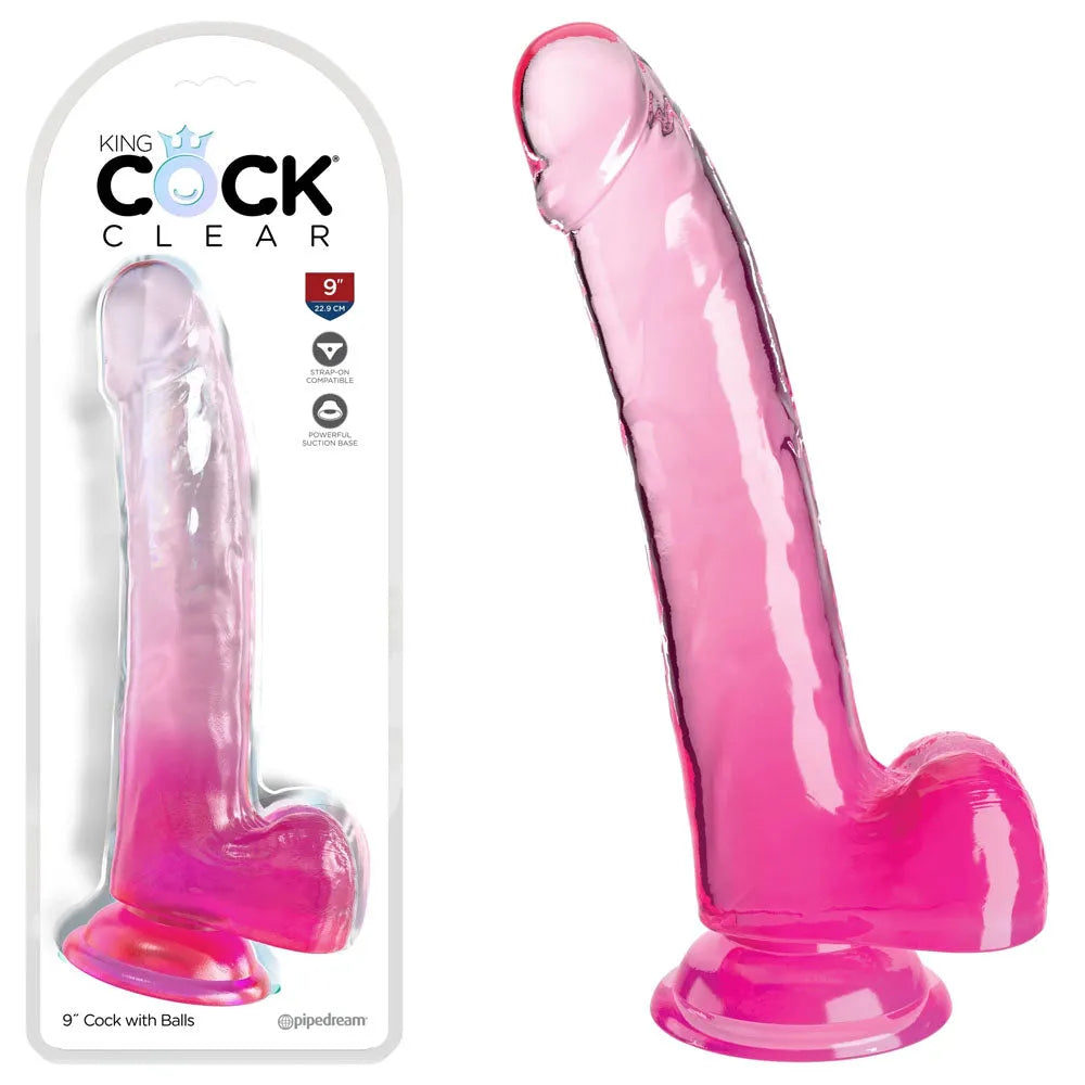 King Cock Clear 9'' Cock with Balls - - Take A Peek