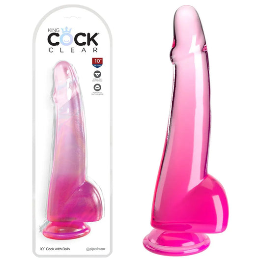 King Cock Clear 10'' Cock with Balls - - Take A Peek