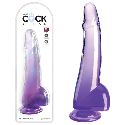 King Cock Clear 10'' Cock with Balls - - Take A Peek