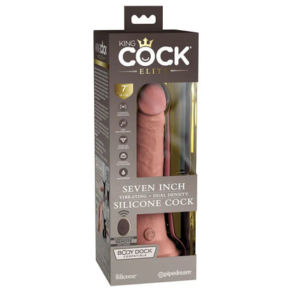 King Cock Elite 7'' Vibrating Dual Density Cock with Remote - Take A Peek