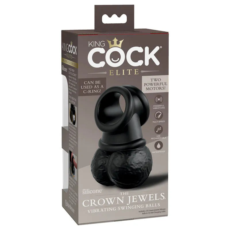 King Cock Elite The Crown Jewels Vibrating Silicone Balls - Take A Peek