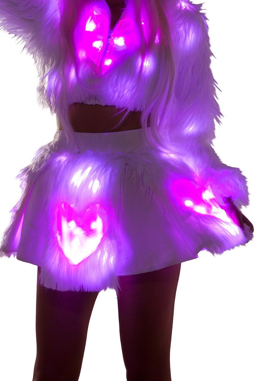 RB301 - Light-Up Pink White Shag Skirt***40% OFF*** - Take A Peek