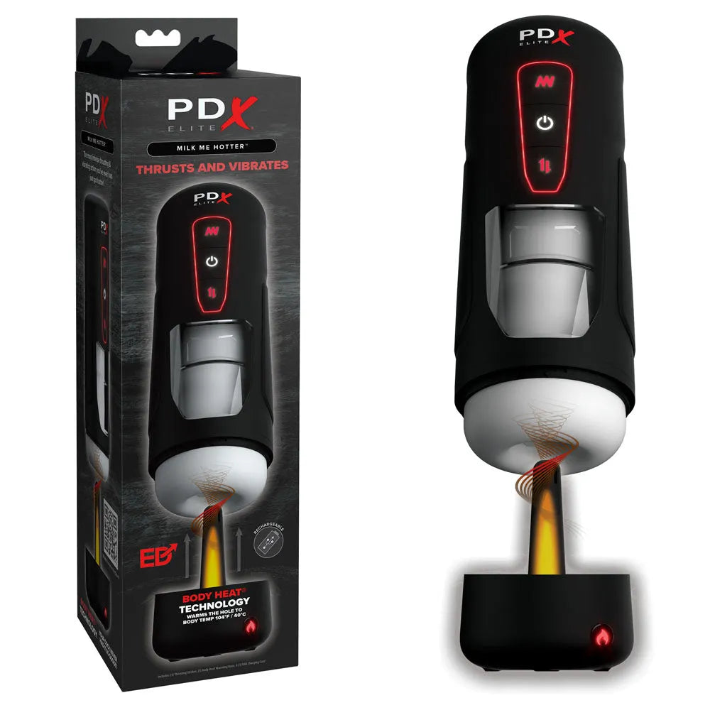 PDX Elite Milk Me Hotter - USB Rechargeable Thrusting Heating & Vibrating Auto Stroker