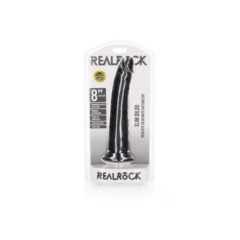 REALROCK Realistic Slim Dildo with Suction Cup - 20.5cm -  20.5 cm (8'') Dong