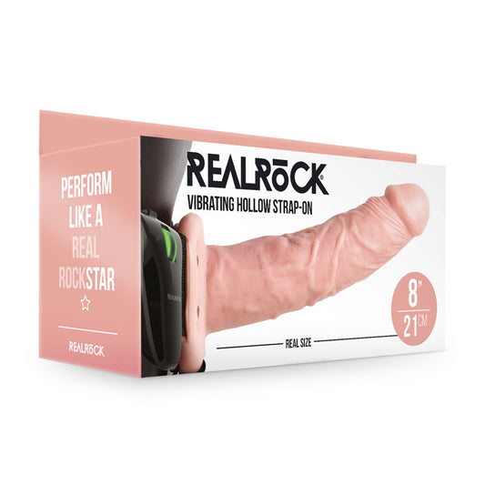 REALROCK Vibrating Hollow Strap-on - 20.5 cm  -  20.5 cm Vibrating Hollow Strap-On