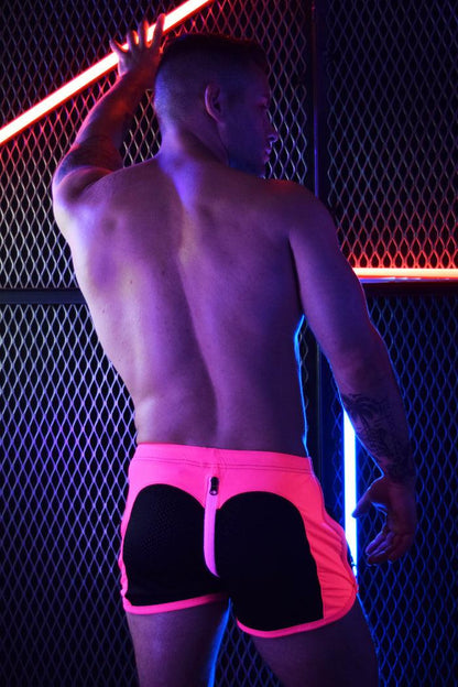 REAR ENDER CIRCUIT SHORTS - NEON PINK - Take A Peek