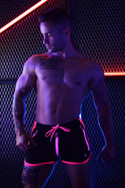 REAR ENDER CIRCUIT SHORTS - NEON PINK - Take A Peek