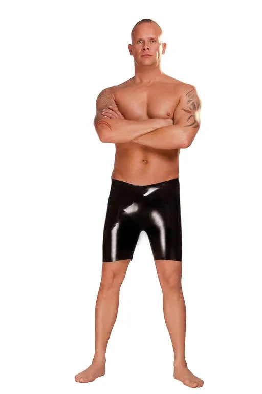 Saxenfelt Latex - Pantalones cortos para hombre, color negro, talla XL