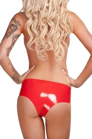 Saxenfelt Latex Crotchless Ladies Hipster Brief - Rojo Pequeño