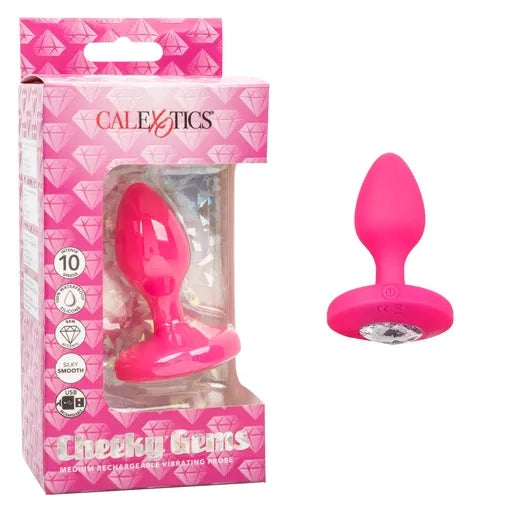 Cheeky Gems Medium Rechargeable Vibrating Probe- Pink - Take A Peek