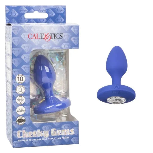 Cheeky Gems Medium Rechargeable Vibrating Probe - Blue - Take A Peek