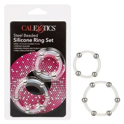 Steel Beaded Silicone Ring Set