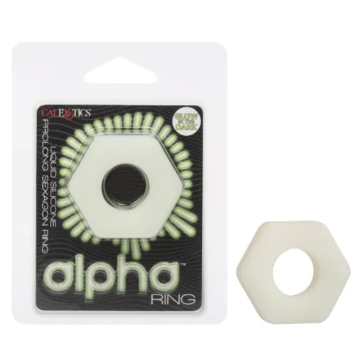 Alpha Glow-In-The-Dark Liquid Silicone Prolong Sexagon Ring