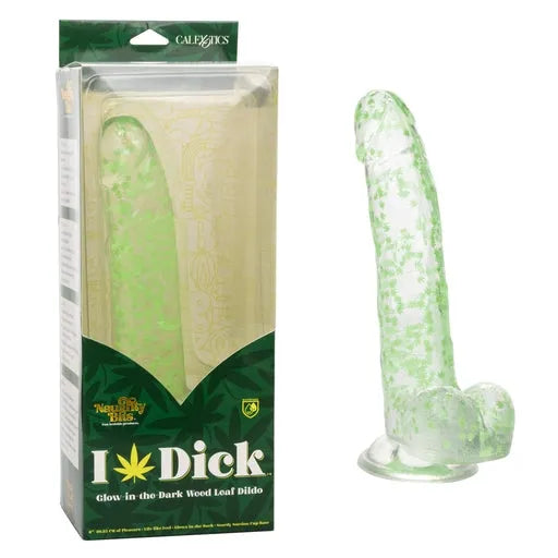 Naughty Bits I Leaf Dick Consolador de hojas de marihuana que brillan en la oscuridad