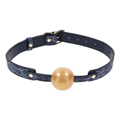 Sex & Mischief Cougar Ball Gag - Navy /Gold Mouth Restraint