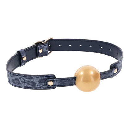 Sex & Mischief Cougar Ball Gag - Navy /Gold Mouth Restraint