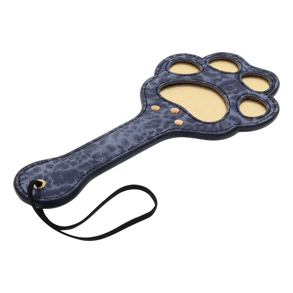 Sex & Mischief Cougar Paw Paddle - Navy /Gold Spanking Paddle