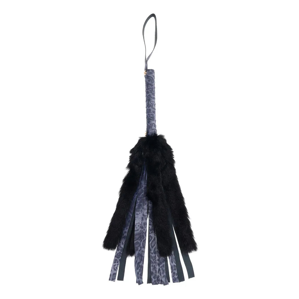 Sex & Mischief Cougar Faux Fur Flogger - Navy /Black Furry Flogger Whip