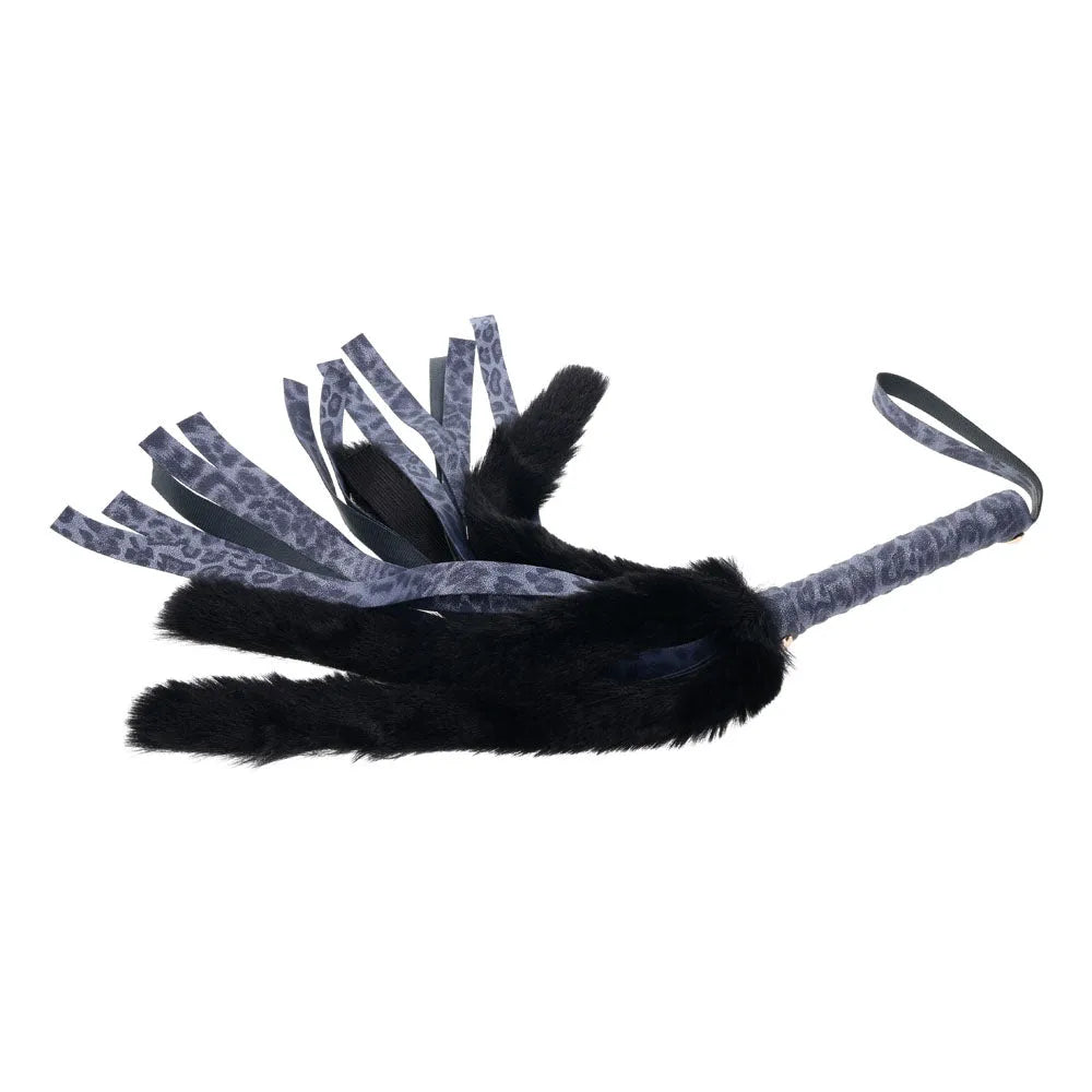 Sex & Mischief Cougar Faux Fur Flogger - Navy /Black Furry Flogger Whip