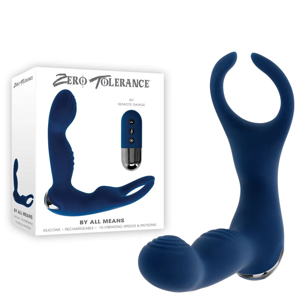 Zero Tolerance BY ALL MEANS -  13.4 cm USB Rechargeable Prostate Massager with Cock Ring