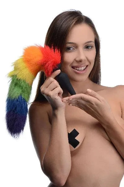 Rainbow Tail Silicone Butt Plug - Take A Peek