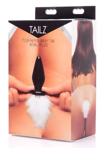 White Fluffer Bunny Tail Glass Anal Plug - Take A Peek