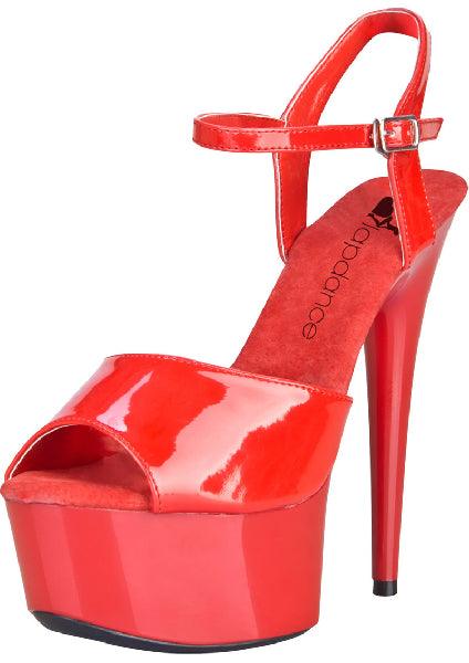 Red Platform Sandal With Quick Release Strap 6in Heel Size 8 - Take A Peek