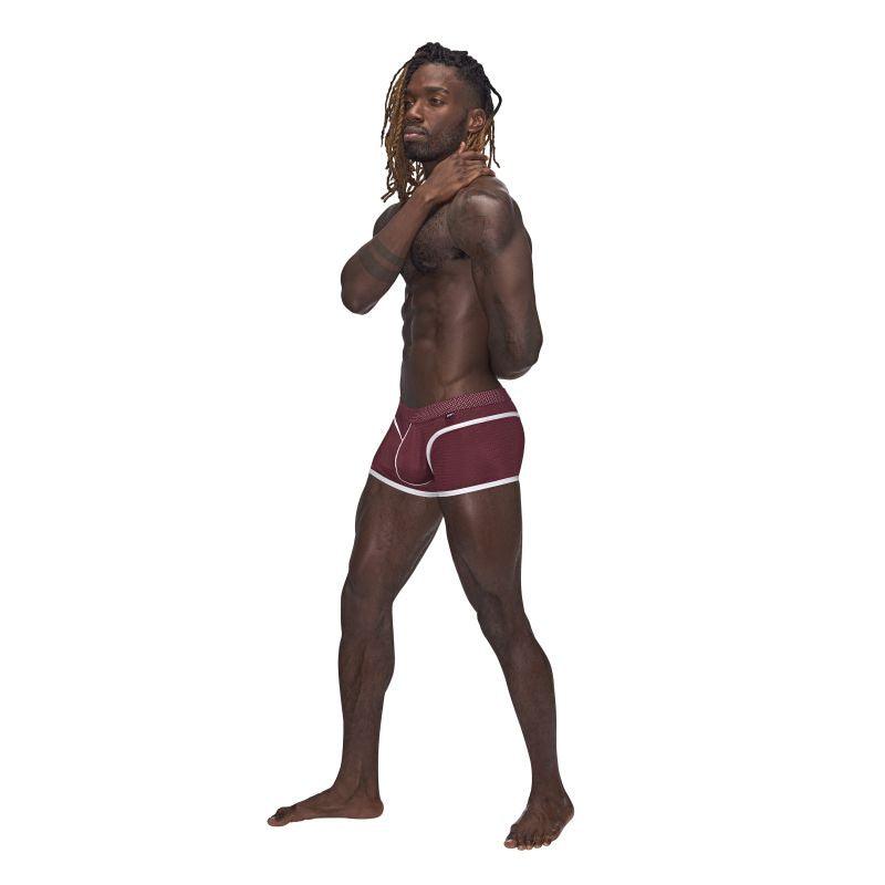 Male Power Sport Mesh Mini Short Burgundy - Take A Peek