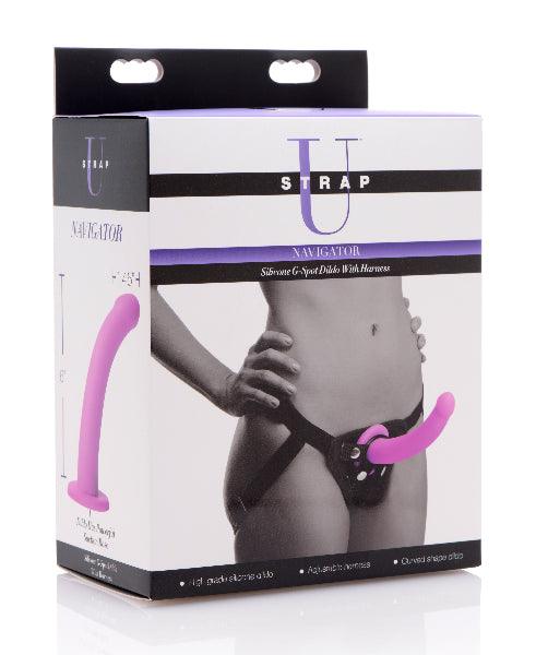 Navigator Silicone G-Spot Dildo with Harness - Take A Peek