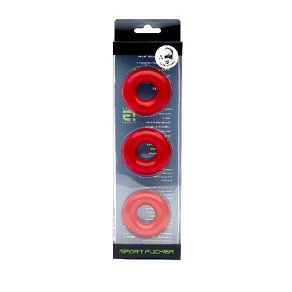 Sport Fucker Chubby Cockring 3 Pack Red - Take A Peek