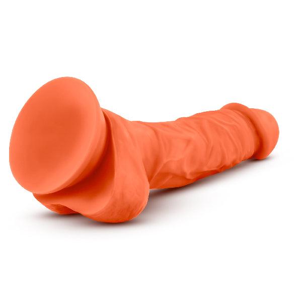 Neo Elite 7.5in Silicone Dual Density Cock with Balls Neon Orange - Take A Peek