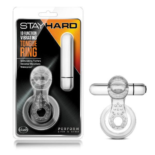 Stay Hard 10 Function Vibrating Tongue Ring Clear - Take A Peek