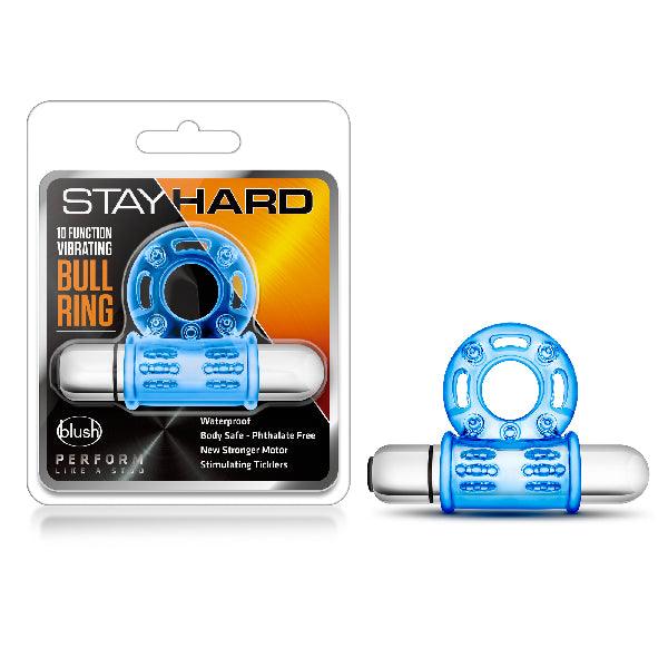 Stay Hard 10 Function Vibrating Bull Ring Blue - Take A Peek