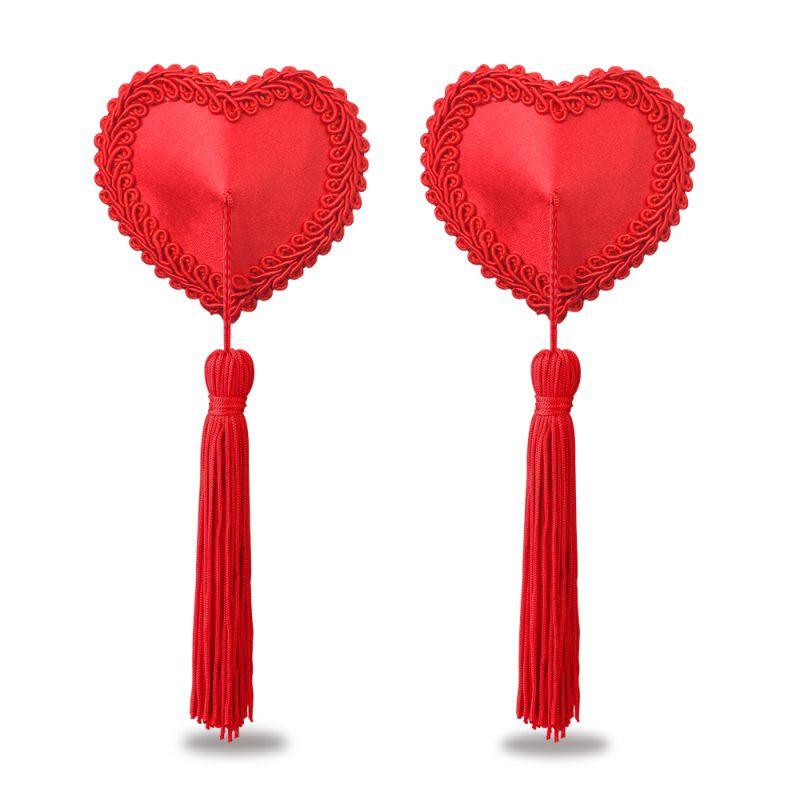 Reusable Red Heart Tassels Nipple Pasties - Take A Peek