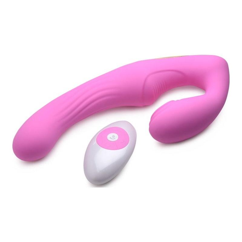 15X U-Pulse Strapless Strap-On w Remote Pink - Take A Peek